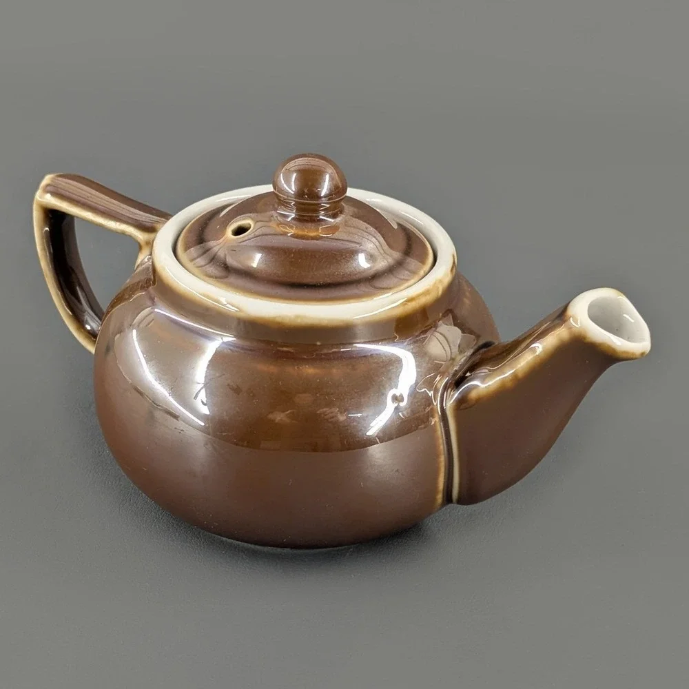 Fraunfelter China Brown Glazed Ceramic Teapot with Lid Model 300 Vintage